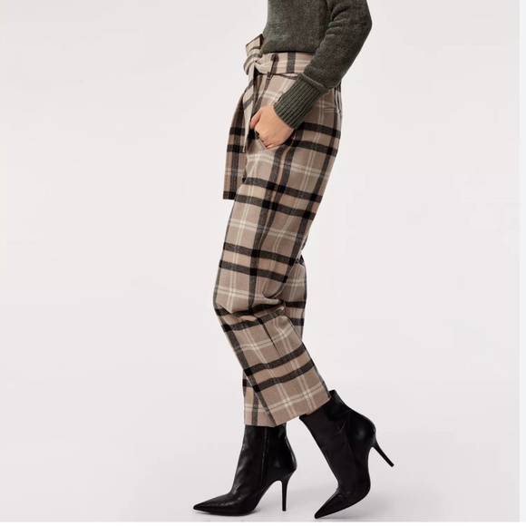 Aritzia Wilfred Tie-front Pants Trousers Wool Cashmere Blend Plaid Academia Sz 2 - Picture 4 of 15
